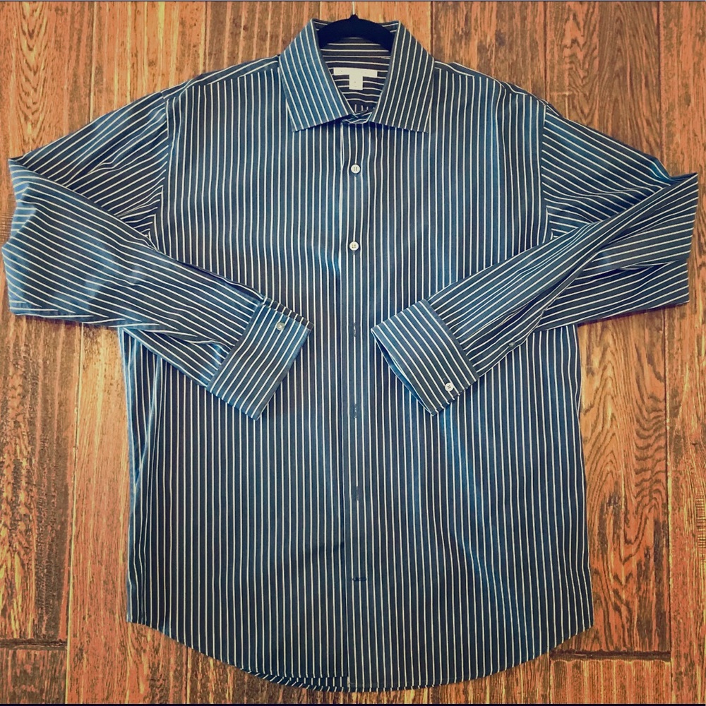 Banana Republic Mens Dress Shirt XL Black Stripes